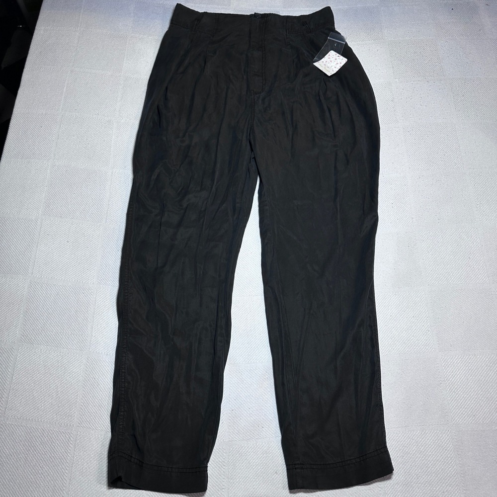 NEW Free People Run Wild Balloon Pants Womens 14 High Rise Lyocell Relaxed Black